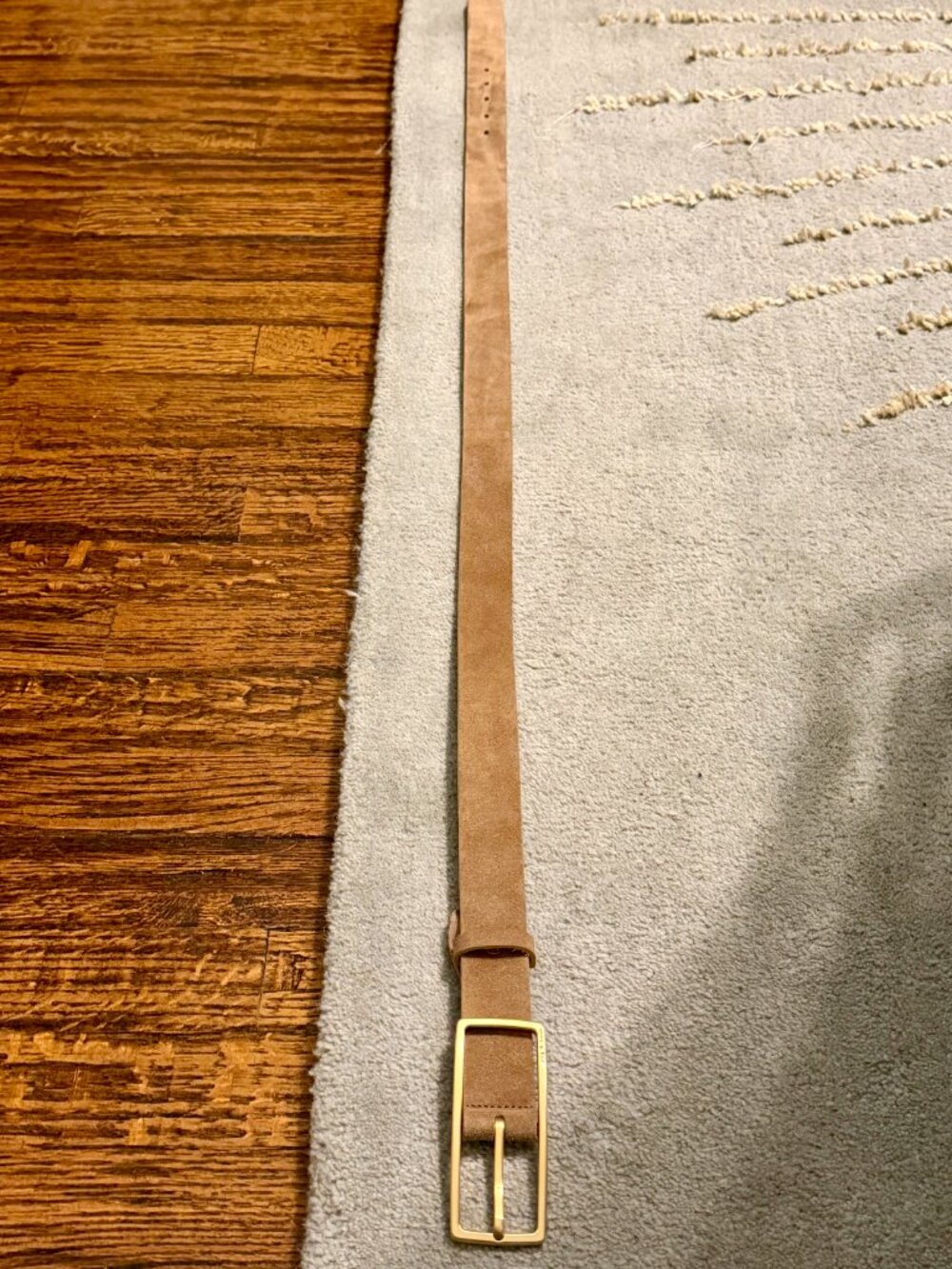 rag & bone Suede Rebound Belt Medium Brushed Gold Tone Buckle NWOT - Picture 7 of 16